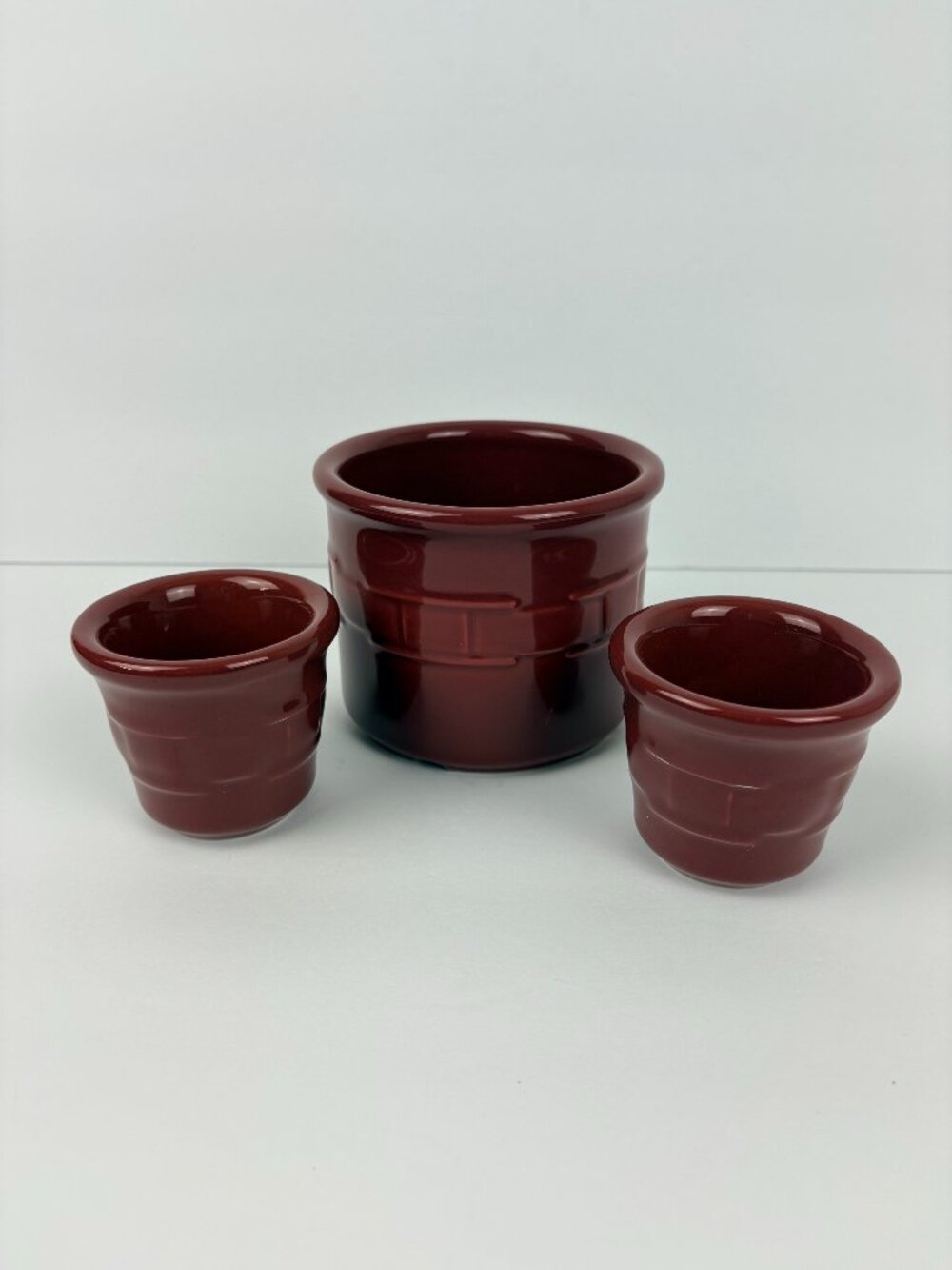 Longaberger Woven Traditions Paprika Red Crock & Votive Cups Set - USA